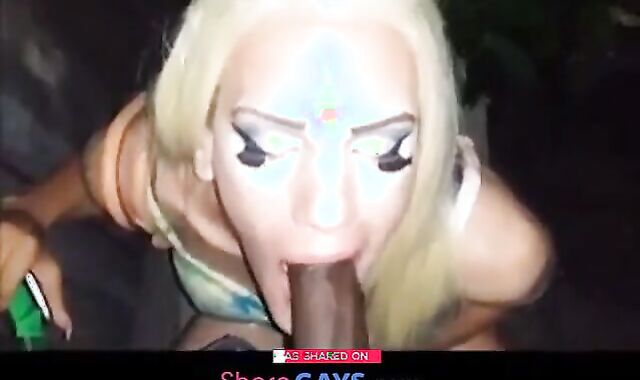 Crossdresser Amateur Blows BBC in Interracial Video