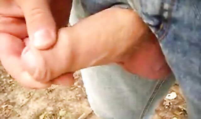 Outdoor Masturbation: Uncut Cock Wanking and Cumming
