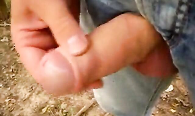 Outdoor Masturbation: Uncut Cock Wanking and Cumming