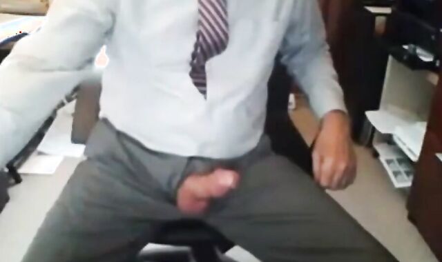 Mature Daddy Suits Up and Strokes It