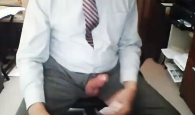 Mature Daddy Suits Up and Strokes It