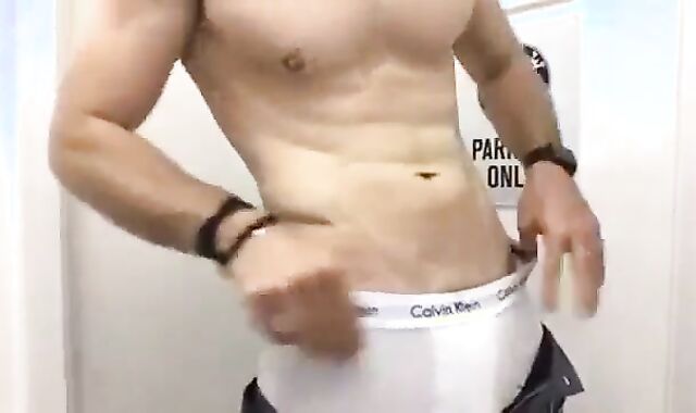 Gay Solo: BMW Salesman Jerks Uncut Shaved Cock In Work Toi