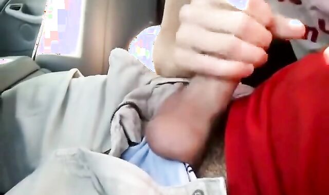 Twink sucks off friend in car and swallows his cum