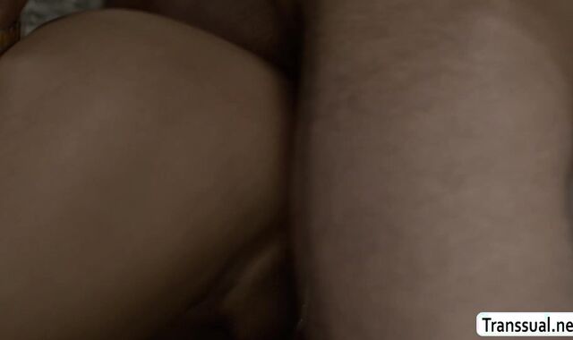 Horny jail guard fucks the new busty TS inmate