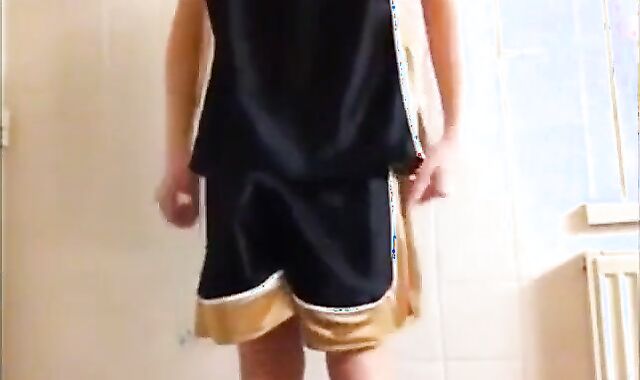 Twink Cums on Gym Shorts Solo 2