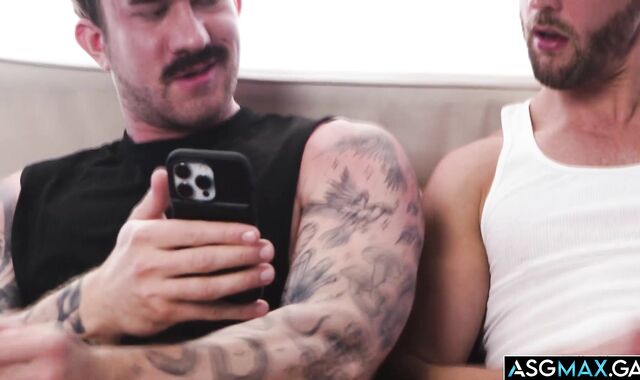 Buddies Adam Banks and Evan Jordie jerking off