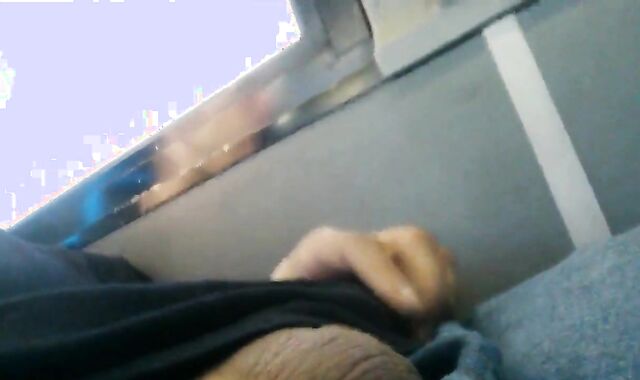 Str8 Big-Cock Hunk Strokes on the Bus