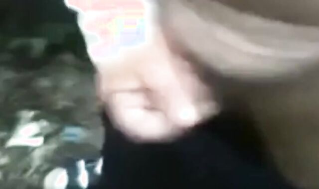 Old Man Strokes His Uncut Cock Outdoors