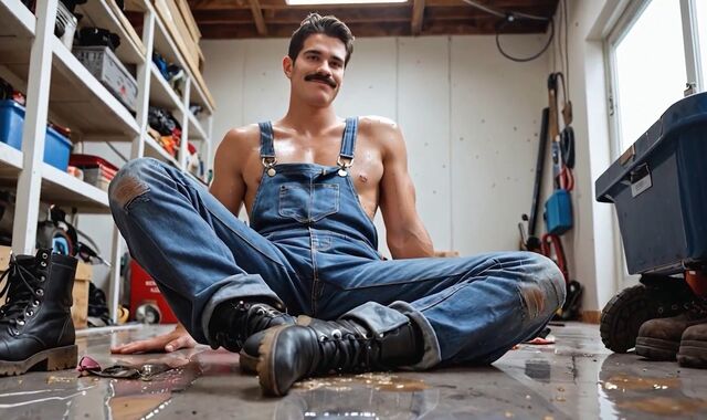 Mechanic twins go all the way with rough anal in garage