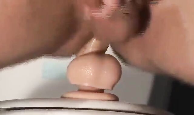 Platinum-blonde Cub romp fake penis Solo