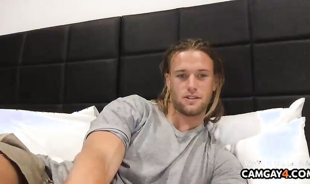 Blonde boy On webcamera