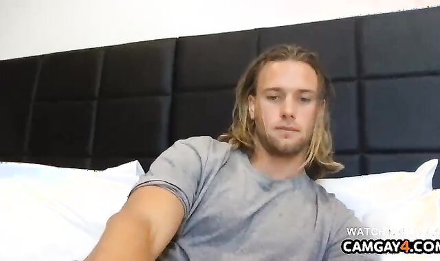 Blonde boy On webcamera