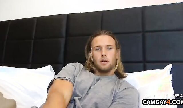 Blonde boy On webcamera