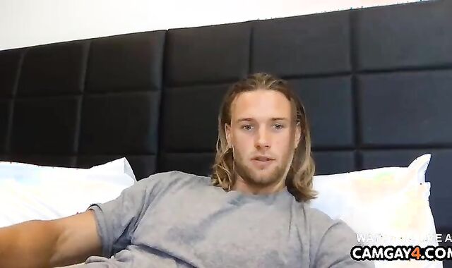 Blonde boy On webcamera