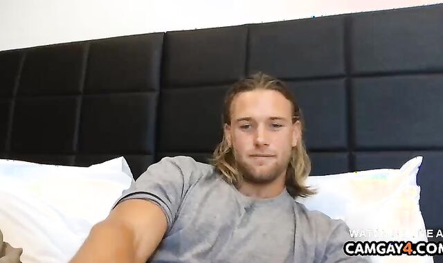 Blonde boy On webcamera