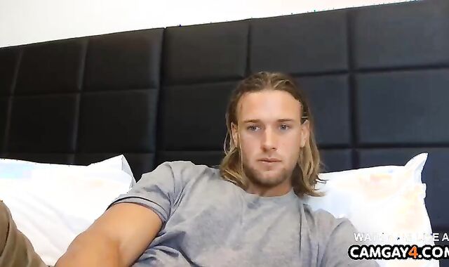 Blonde boy On webcamera