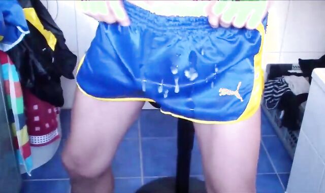 Nylon Cutoffs Mass ejaculation ten Pop-shots On Satin Leather Jacket