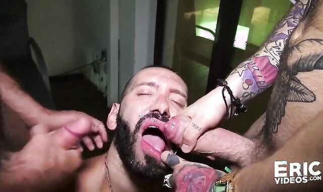 sinful Trio-some gay Muscle wazoo pulverize