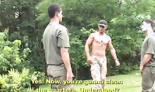 Latino Soldier guys acquire exhilarated In Camp And plumb Rock hard outdoors