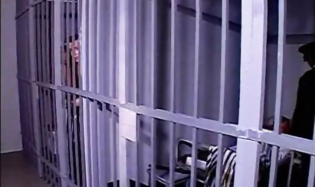 Prison guard acquires some deep throat, then a trio-some