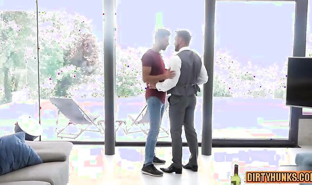 Muscle fag trio-some With man-cream fountain