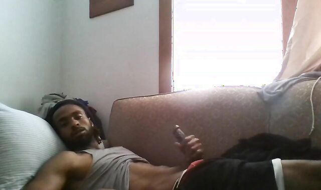Big Black Cock Masturbating to Porn