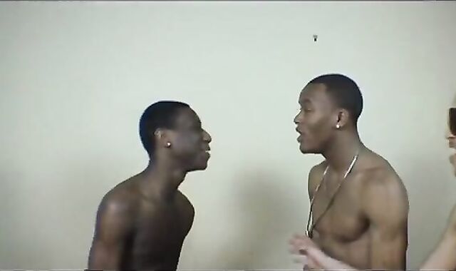 Threes darksome homo boys pounding Each Other So Rock-hard