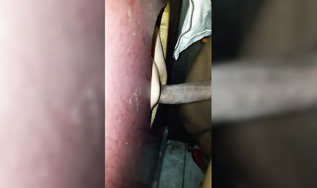 Amateur Interracial Bareback with a Big Cock at the Glory Hole 2