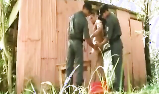 mischievous boyz In Uniform 3 way Outdoor gang-hook-up