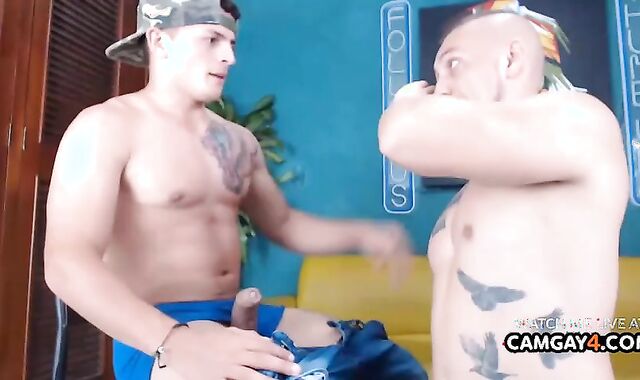 The twunk gets His man sausage Deep throated And His Finger Up His donk