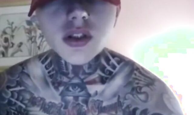 super-naughty Tatted twink masturbating