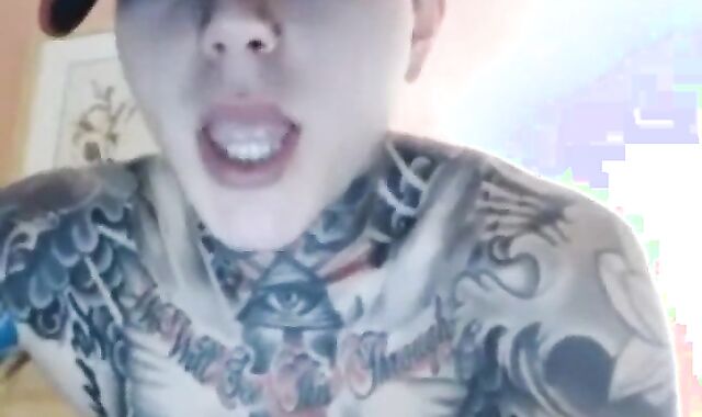 super-naughty Tatted twink masturbating