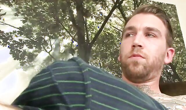 Tattooed gay-for-pay fellow enjoys playgirl's bums