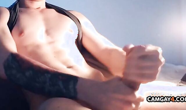 pumped up And Tatted stud Milking And Massaging His yam-sized Firm cumbot In webcam