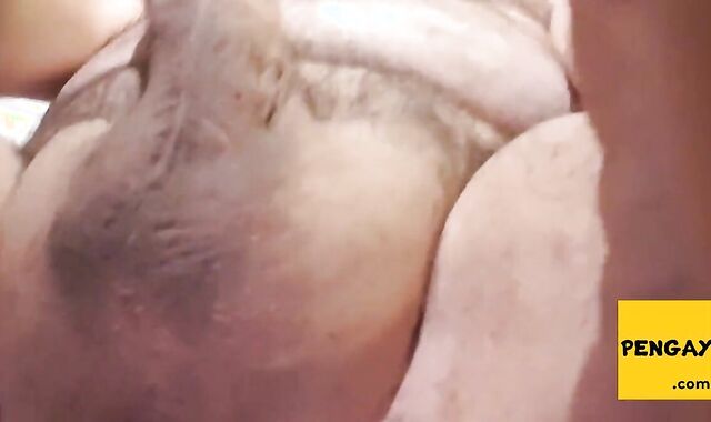 Hairy Bear Jerks Off in a Hotel Room and Cums Hard