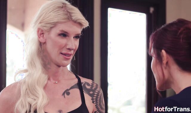 My trainer makes my shemale dick hard