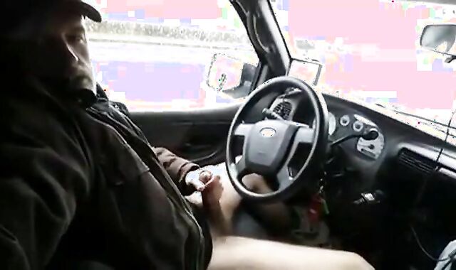 Big-Cock Daddy Strokes in Car