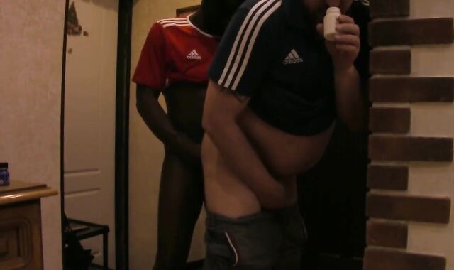 darksome youthful Masculine In Adidas Rock-hard porks hatch And no condom