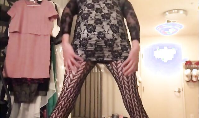 Sissy Crossdresser Plays with Sex Toy