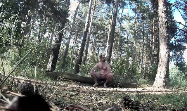 Daddy Caught Stroking in the Woods
