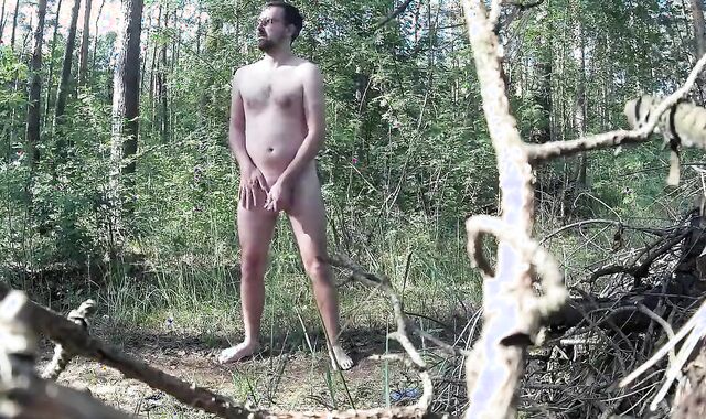Daddy Caught Stroking in the Woods