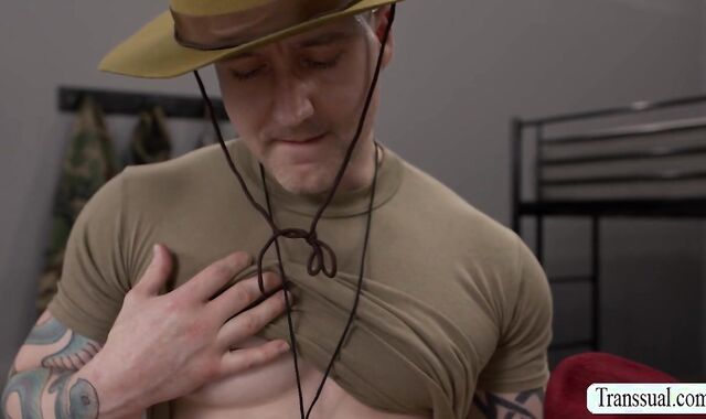 Army Brat threesome inside their barracks
