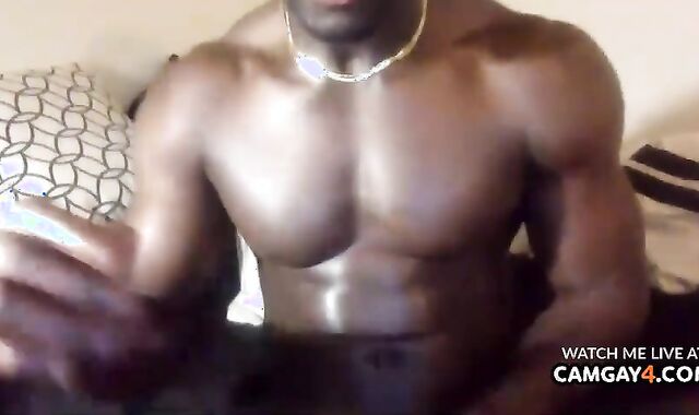 dude With huge darksome chisel tugging On web cam