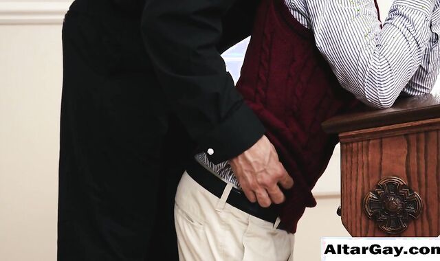 Pervert priest licks the ass of this Twink teen