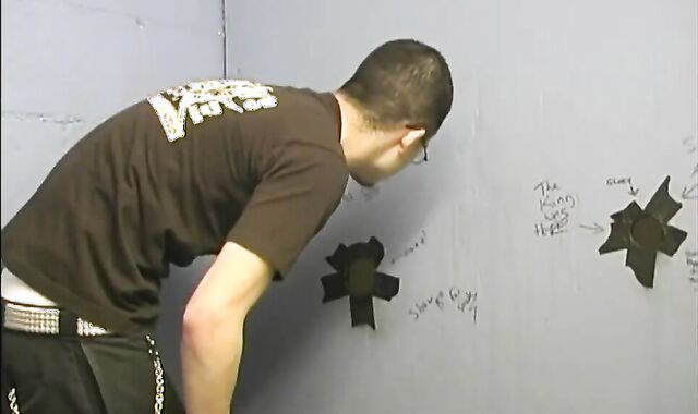 Milky teenager gargling Off dark lollipops At Gloryhole
