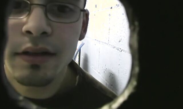 Milky teenager gargling Off dark lollipops At Gloryhole