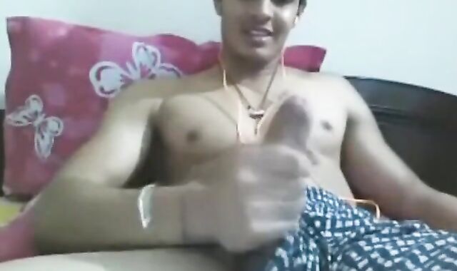 Uncut Indian Hunk Strokes His Big Cock on Webcam 4