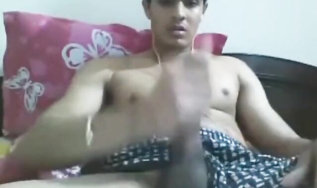 Uncut Indian Hunk Strokes His Big Cock on Webcam 4