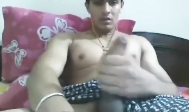 Uncut Indian Hunk Strokes His Big Cock on Webcam 4