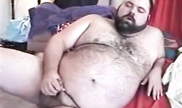 Hairy Chubby Bear Daddy Strokes Solo